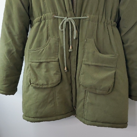 Grace Karin Green Utility Jacket with Fur Trim - Picture 2 of 6